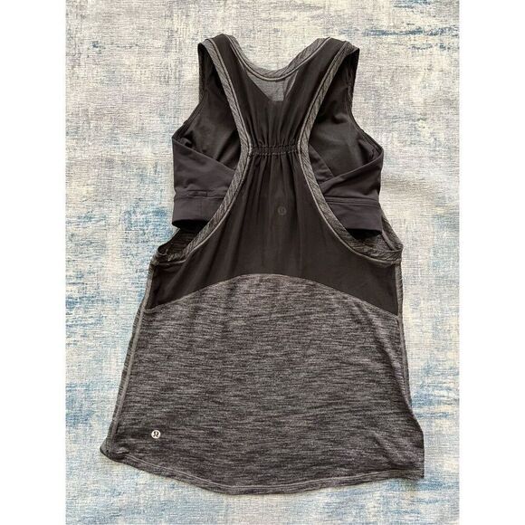 Lululemon Heathered Black / Black Work The Circuit Tank Athletic Tank Top Size 6 - Picture 4 of 7